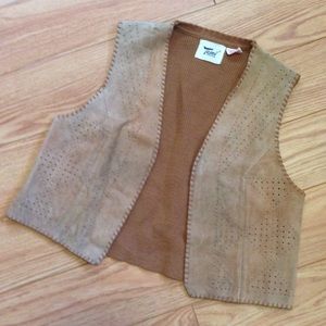 Vintage brown Leather vest- unisex- small